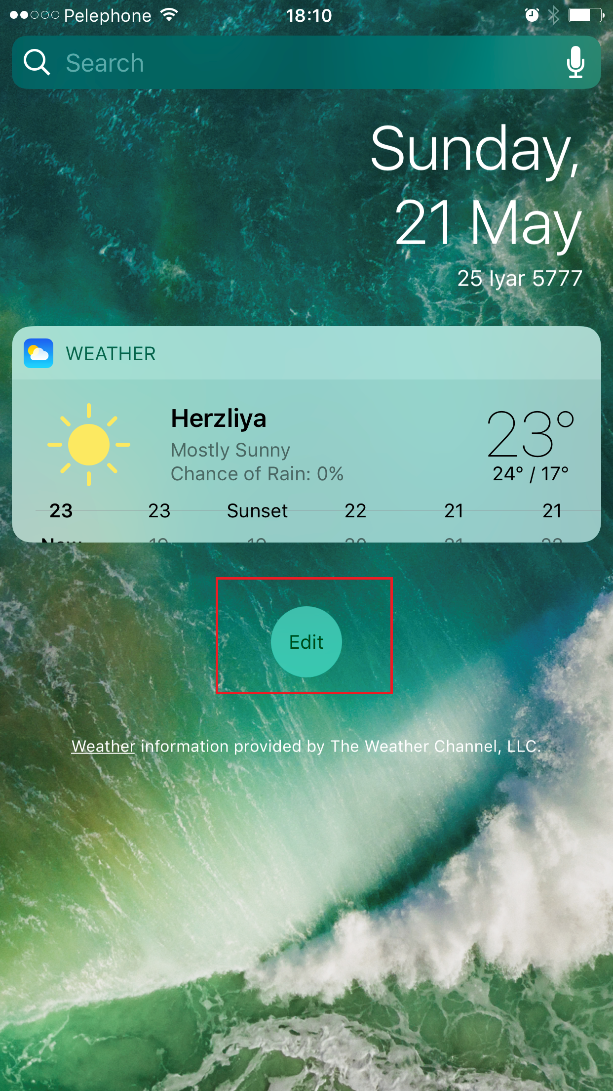 iOS widget screen
