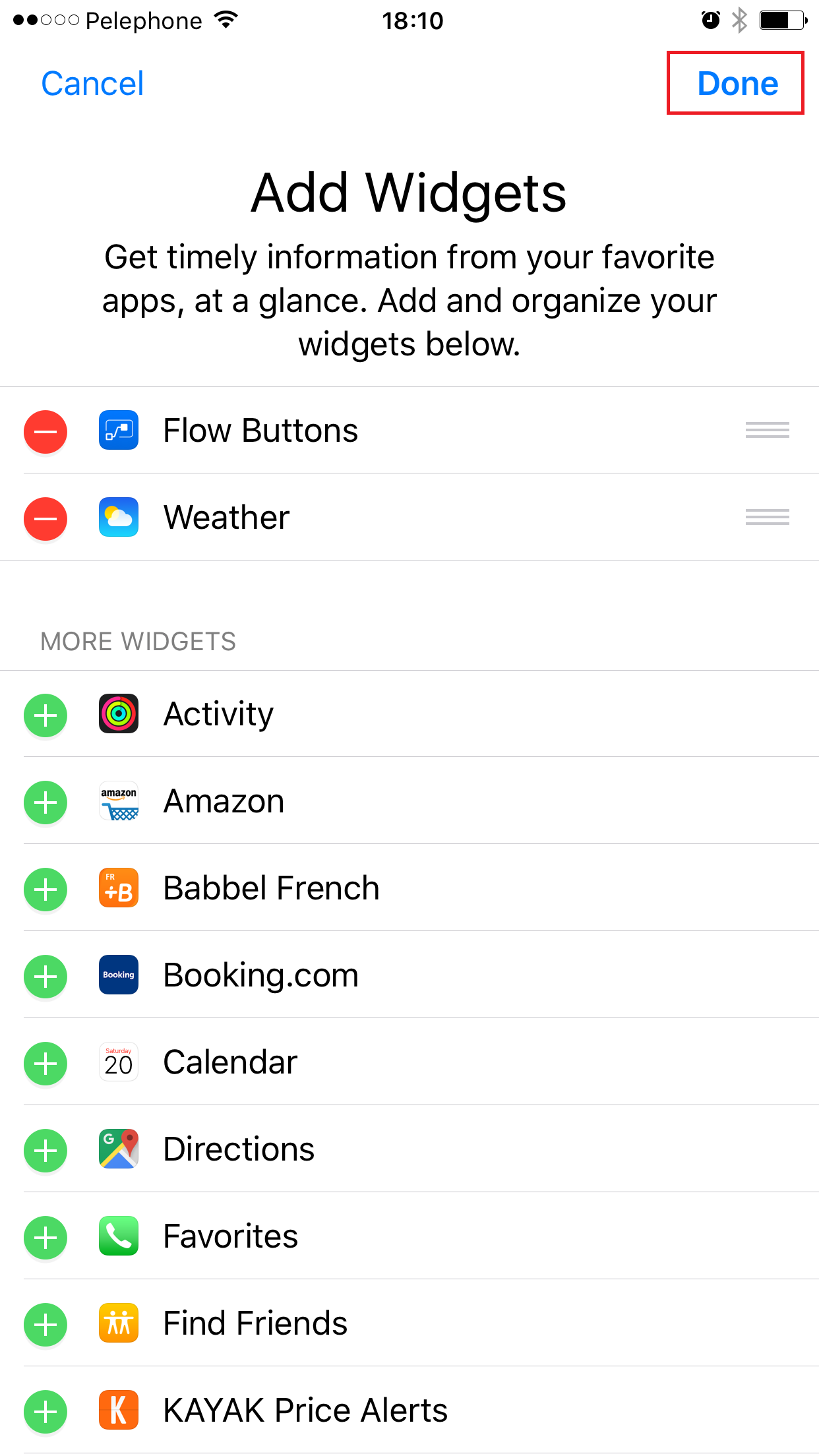 iOS add widgets - Done